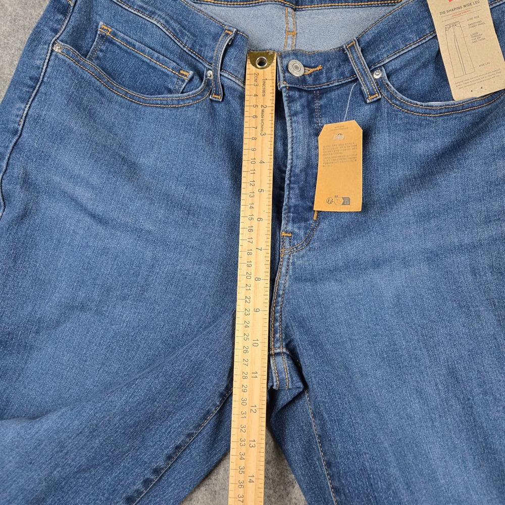Levi's 318 Shaping Wide Leg Womens 33x32 Blue Mid Rise Wide Leg Stellar Stretch - Picture 8 of 10